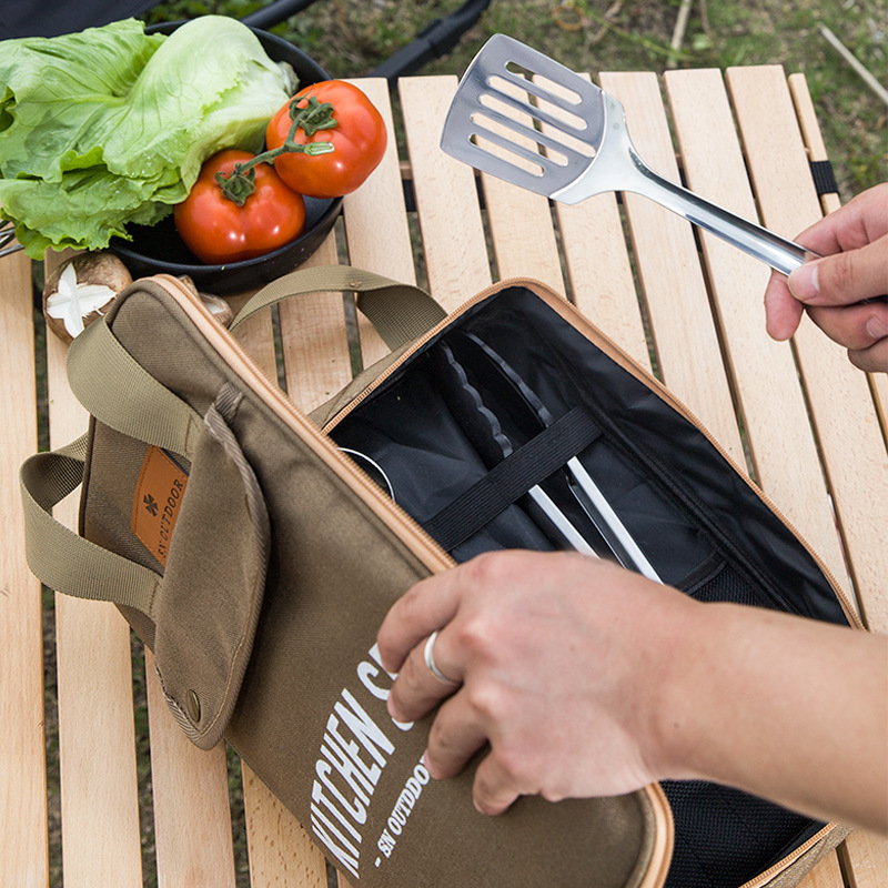 Camping Cooking Organizer - 8-częściowy zestaw naczyń kuchennych na kemping,