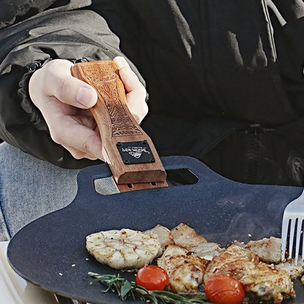Camping Hiking Cooking - Uchwyt do patelni grillowej z naturalnego