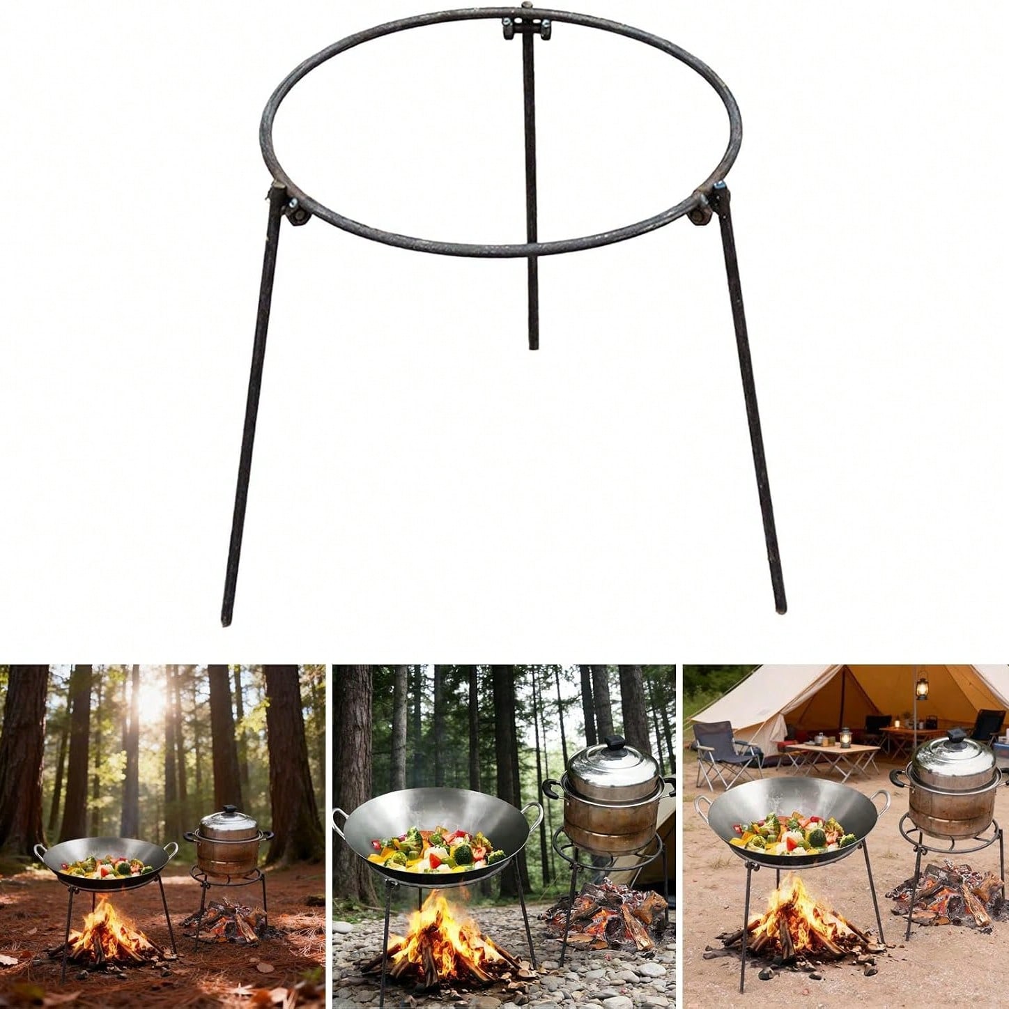Camping Hiking Cooking - Przenośny statyw kempingowy z regulowanymi nogami,